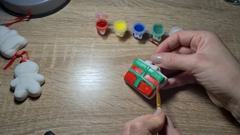 Painting Christmas Decorations  스톡 동영상 153860432