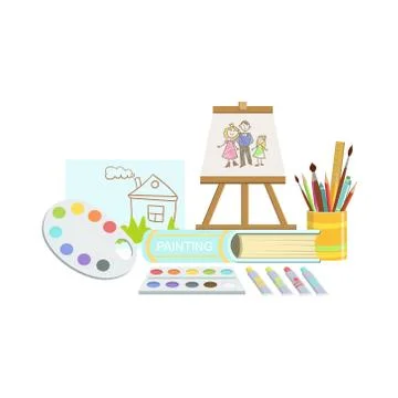 Painting Class Set Of Objects Stockillustratie