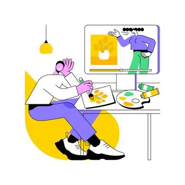 Painting classes isolated cartoon vector illustrations. Stock Illustration