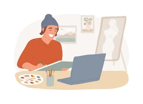 Painting classes isolated cartoon vector illustrations. Ilustración de archivo