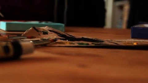 Painting, Close up of Brushes 스톡 동영상 81032219