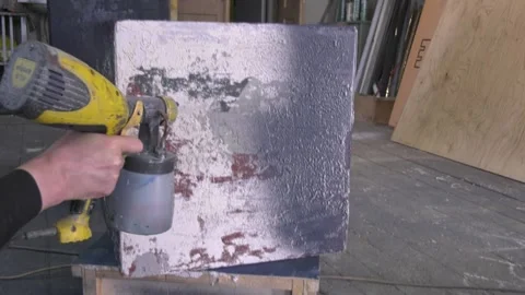 Painting a concrete imitation cube Stock Footage