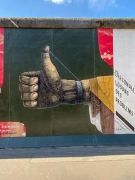 Painting Diagonal Solution to a Problem by Michail Serebrjakow, Berlin Wall Stock Photos