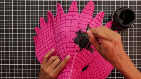 Painting a eagle mask 001 Stock Footage 242962657