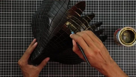 Painting a eagle mask 002 Stock Footage 242962734