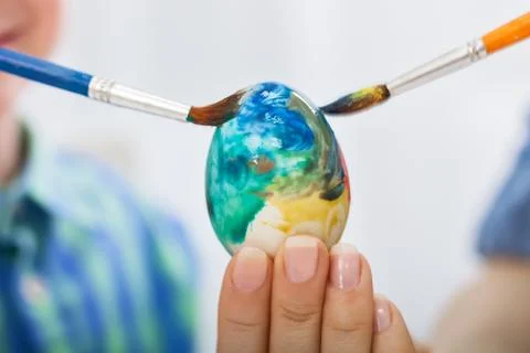 Painting easter egg close up Stock Photos