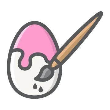 Painting of easter egg filled outline icon 스톡 일러스트