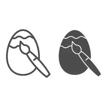 Painting Easter egg line and solid icon. Happy Easter gift painted with pattern Stock Illustration