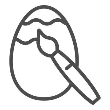 Painting Easter egg line icon. Happy Easter gift painted with pattern outline Stock Illustration