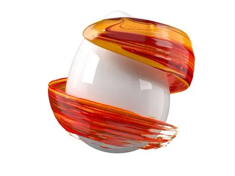 Painting easter egg. red brush stroke flowing around easter egg. 3d illustration Stock Illustration