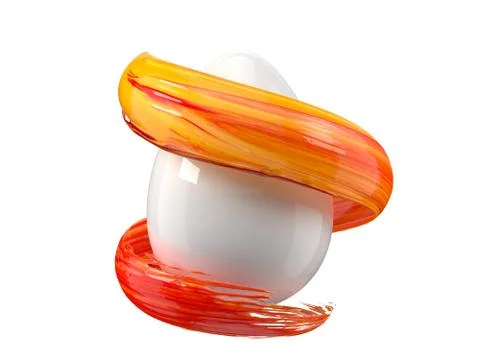Painting easter egg. red brush stroke flowing around easter egg. 3d illustration Stock Illustration