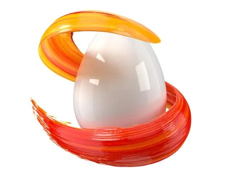 Painting easter egg. red brush stroke flowing around easter egg. 3d illustration Stock Illustration