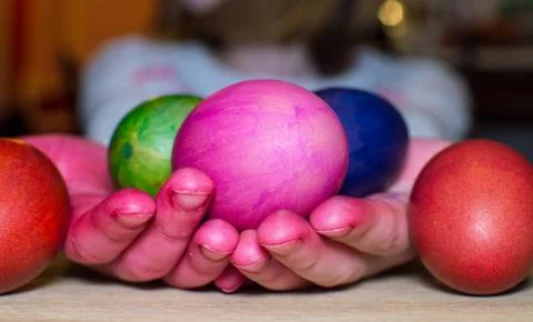 Painting easter eggs Stock Photos