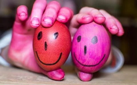 Painting easter eggs Stock Photos