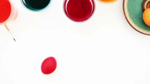 Painting Easter eggs. Top view Stock Footage 72152290