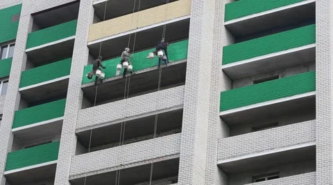 Painting the facade of the building timelapse Stock Footage 62802251