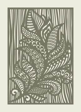 Painting with a feather on a striped background.  Stock Illustration