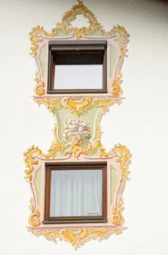 Painting in the frame of two windows Foto stock
