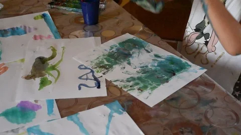 Painting with hands Stock Footage