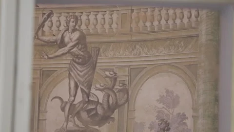 Painting inside Villa Palagonia, The Villa of Monseters, Bagheria, Sicily Stock Footage 175716632