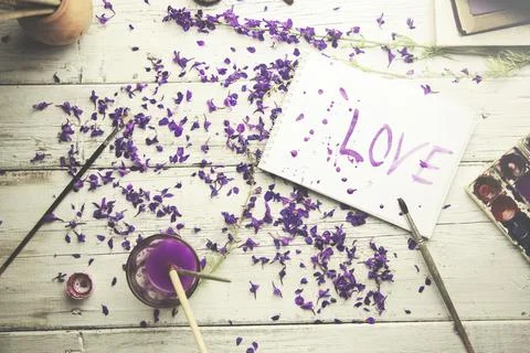 Painting items on the table Stock Photos