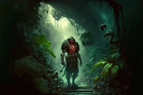 In A Painting In A Jungle Stock Illustration