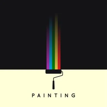Painting logo with paint roller vector background Stock Illustration