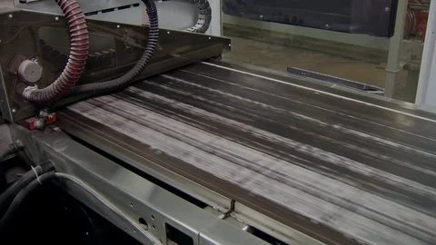 Painting machine is drawing patterns on ceramic tiles in workshop plant Stock Footage 104640567