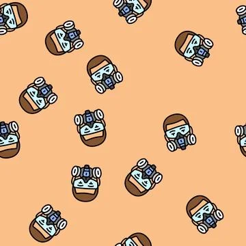 Painting mask face vector seamless pattern Stock Illustration