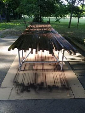 Painting materials on the table Foto stock