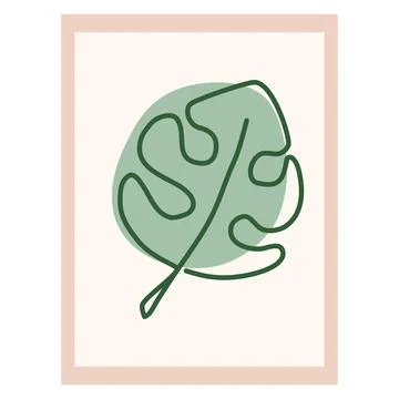 Painting with monstera leaf in frame, interior design element for living room or Stock Illustration