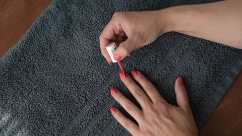 Painting nails at home 3 Stock Footage 127941373