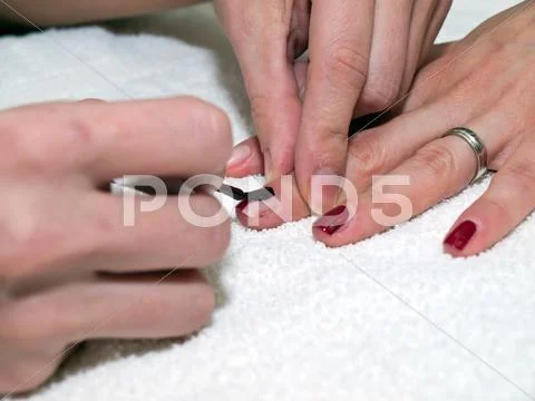 Painting nails macro Stock Photos
