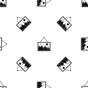 Painting with nature pattern seamless black Illustrazione stock