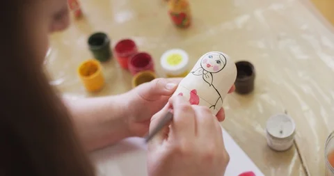 Painting of a nesting doll Stock Footage 115159324