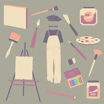 Painting objects vector collection Stock Illustration
