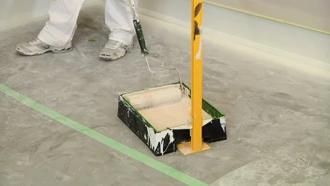 Painting with a paint roller Stock Footage 111497463