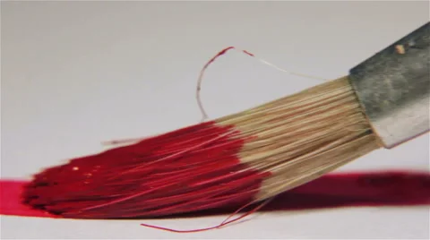 Painting Red Line Macro Stock Footage 45986940