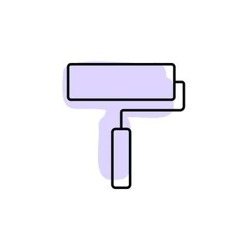 Painting, roll with color shadow vector icon in construction tools set Stock Illustration