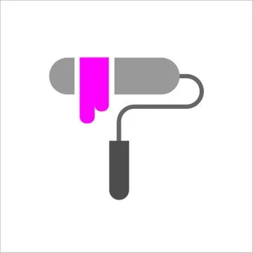 Painting roller colored flat icon for mobile concept and web apps design. Vec Stock Illustration