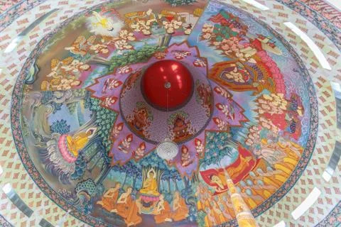 Painting on temple ceiling Foto stock