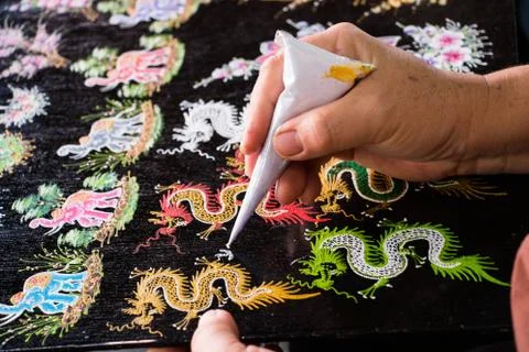 Painting Thai pattern Stock Photos