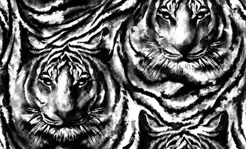Painting tiger pattern. Stock Illustration