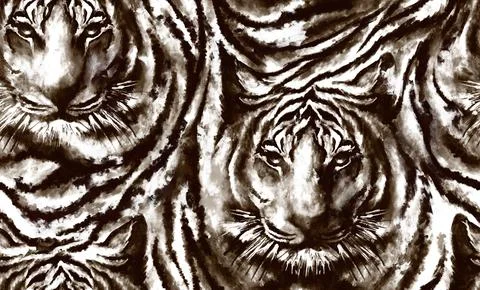 Painting tiger pattern. Leopard and zebra pattern. Stock Illustration