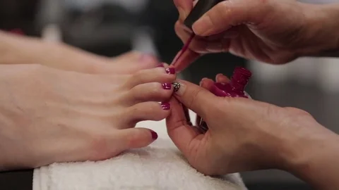 Painting Toenails Video stock 76570854