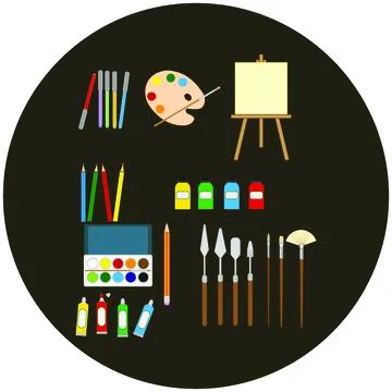 Painting tools. Illustrator for web and mobile design. Stock Illustration