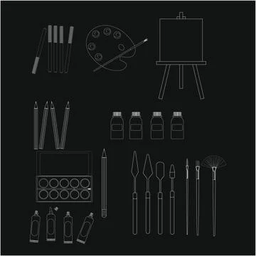 Painting tools. Illustrator for web and mobile design. Stock Illustration