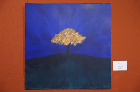 Painting Tree of Knowledge 2015, famous Israel painter Hana Barak Engel, exhi Stock Photos