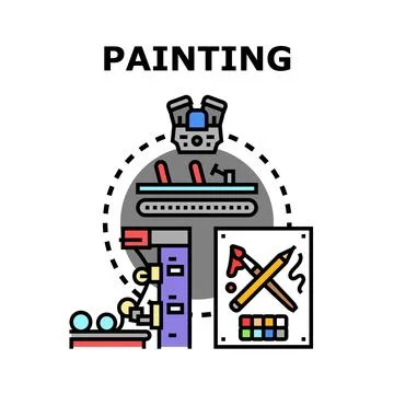 Painting vector concept selecting palette colors drawing Иллюстрация
