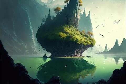 In A Painting On A Volcano Stock Illustration